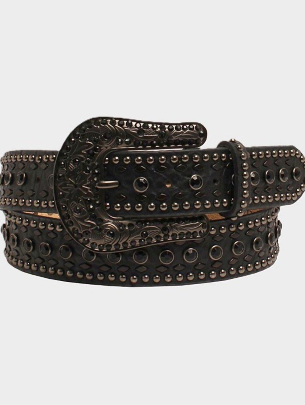 Nocona Women's Rhinestone Studded Leather Belt-Black Size L